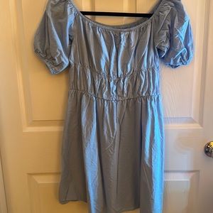 HALARA blue off the shoulder dress
